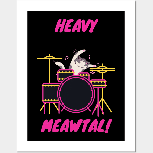 metal drummer cat Wall Art by Rev'sStore